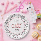 Elegant Red & Green Holly Wreater Kerstmis Papieren Bordje (Feest)