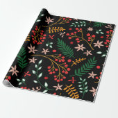 Elegant Red Green kerst Holly Berries Gift Cadeaupapier (Uitgerold)
