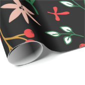 Elegant Red Green kerst Holly Berries Gift Cadeaupapier (Rol Hoek)