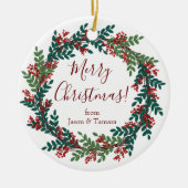 Elegant Red Green Kerstmis Wreater Keramisch Ornament (Voorkant)