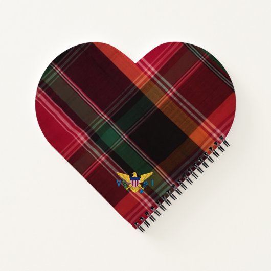 Elegant Red Green Madras Monogram Personaliseer Notitieboek (Achterkant)