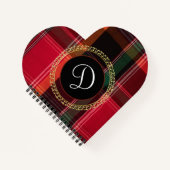 Elegant Red Green Madras Monogram Personaliseer Notitieboek (Voorkant)