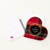 Elegant Red Green Madras Monogram Personaliseer Notitieboek (Binnen)