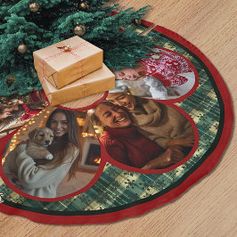 Elegant red green multiple photos christmas  kerstboom rok