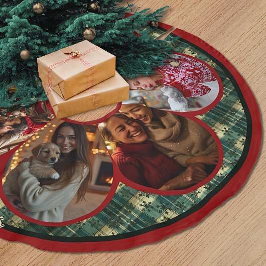 Elegant red green multiple photos christmas  kerstboom rok