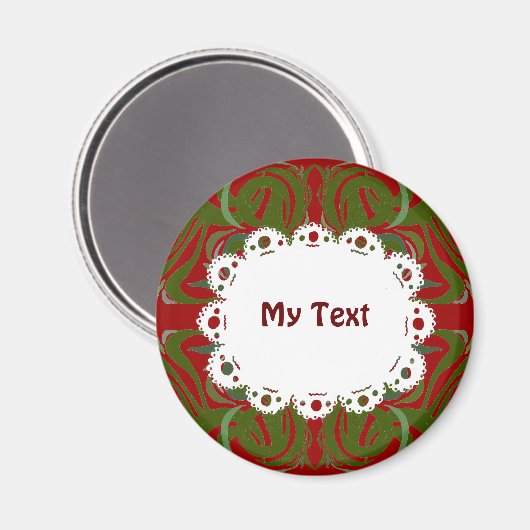 Elegant Red Green Pattern en Lace Magneet (Voorkant / Achterkant)