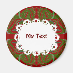 Elegant Red Green Pattern en Lace Magneet
