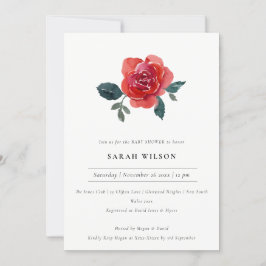 ELEGANT RED GREEN ROOS FLORAL BABY SHOWER INVITE BEDANKKAART