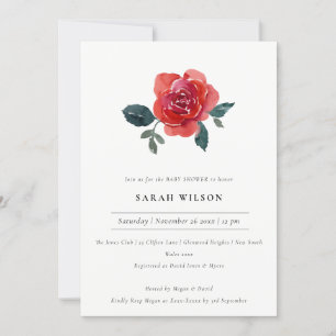 ELEGANT RED GREEN ROOS FLORAL BABY SHOWER INVITE BEDANKKAART