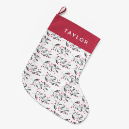 Elegant Red & Green Waterverf Holly Branches Grote Kerstsok