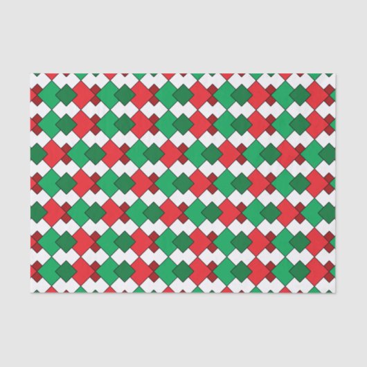 Elegant Red Green White Argyle Kerstmis Tissuepapier (Voorkant)