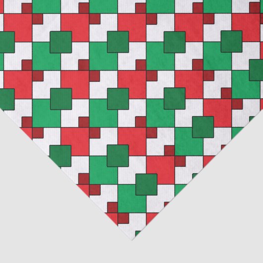 Elegant Red Green White Argyle Kerstmis Tissuepapier (Detail)