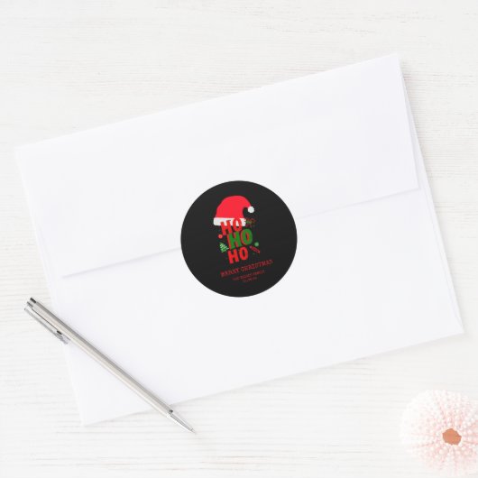 Elegant Red Green White Merry Christmas T Shirt  Ronde Sticker (Envelop)