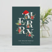 Elegant Red Green White Merry kerstval Feestdagenkaart (Staand voorkant)