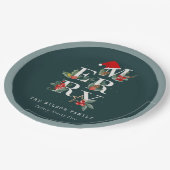 Elegant Red Green White Merry kerstval Papieren Bordje (Gekanteld)