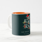 Elegant Red Green White Merry kerstval Tweekleurige Koffiemok (Voorkant links)