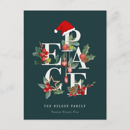 Elegant Red Green White Peace-kerstval Feestdagenkaart (Voorkant)