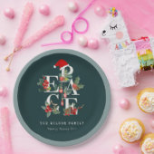 Elegant Red Green White Peace-kerstval Papieren Bordje (Feest)