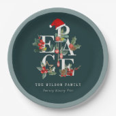 Elegant Red Green White Peace-kerstval Papieren Bordje (Voorkant)