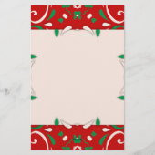 Elegant Red Green White Xmas-grens Prettige feestd Briefpapier (Achterkant)