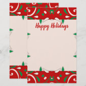 Elegant Red Green White Xmas-grens Prettige feestd Briefpapier (Voorkant / Achterkant)