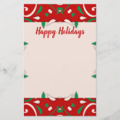 Elegant Red Green White Xmas-grens Prettige feestd Briefpapier (Voorkant)