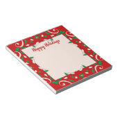 Elegant Red Green White Xmas-grens Prettige feestd Notitieblok (Schuin)