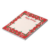 Elegant Red Green White Xmas-grens Prettige feestd Notitieblok (Linkerzijde)