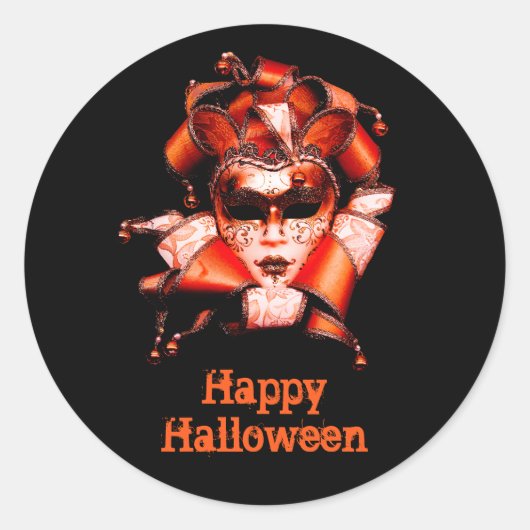 Elegant Red Halloween Masker Grafisch Ronde Sticker (Voorkant)