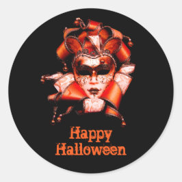 Elegant Red Halloween Masker Grafisch Ronde Sticker