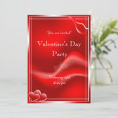 Elegant Red Harts Valentijnsdag Party Kaart (Staand voorkant)