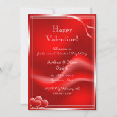 Elegant Red Harts Valentijnsdag Party Kaart (Achterkant)