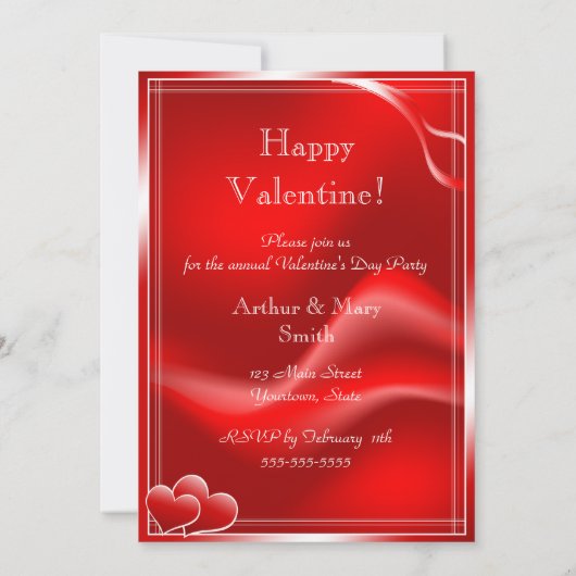Elegant Red Harts Valentijnsdag Party Kaart (Achterkant)