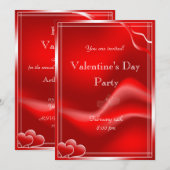 Elegant Red Harts Valentijnsdag Party Kaart (Voorkant / Achterkant)