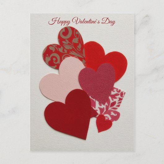 Elegant Red Heart Collage Valentine’s Day Card  Feestdagenkaart (Voorkant)