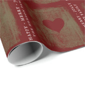 Elegant Red Heart Drawing Family Kerstpatroon Cadeaupapier (Rol Hoek)