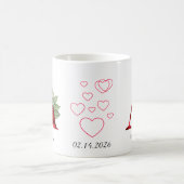 Elegant Red Heart Floral Letter A Initial Mug Koffiemok (Center)