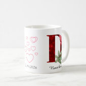 Elegant Red Heart Floral Letter C Initial Coffee D Koffiemok (Voorkant rechts)