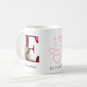 Elegant Red Heart Floral Letter C Initial Coffee E Koffiemok (Voorkant links)