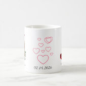 Elegant Red Heart Floral Letter J Initial Mug Koffiemok (Center)