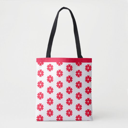 Elegant Red Heart Flower Pattern on White Tote Bag (Voorkant)