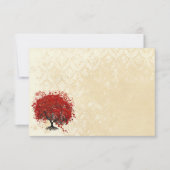 Elegant Red Heart Leaf Tree Wedding Kaart (Voorkant)