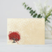Elegant Red Heart Leaf Tree Wedding Kaart (Staand voorkant)