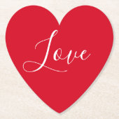 Elegant Red Heart Script Love Valentijnsdag Kartonnen Onderzetters (Voorkant)