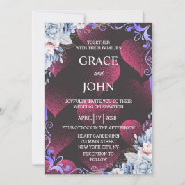 Elegant Red Heart Wedding Kaart