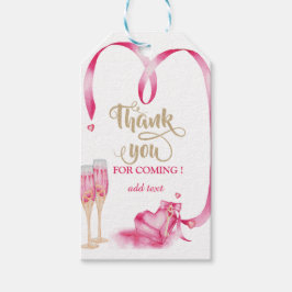 Elegant Red Hearts Champagne glas Cadeaulabel