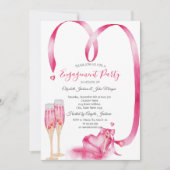 Elegant Red Hearts Champagne glas Kaart (Voorkant)