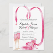 Elegant Red Hearts Champagne glas Kaart (Voorkant)