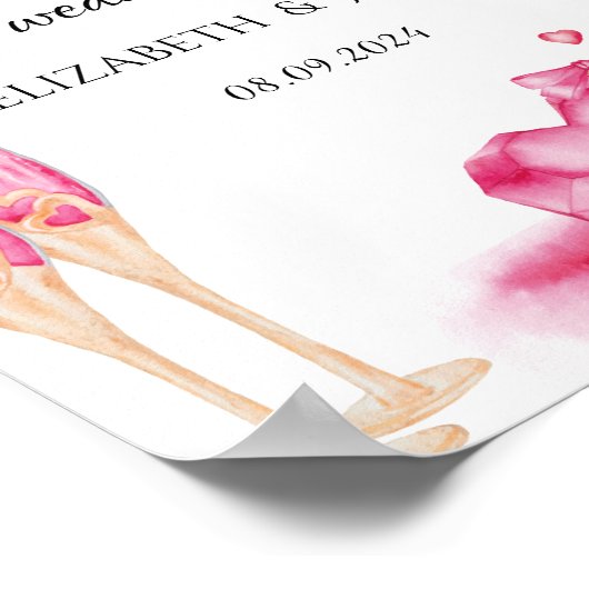 Elegant Red Hearts Champagne glas Poster (Hoek)