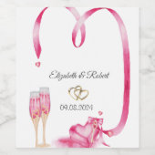 Elegant Red Hearts Champagne glas Wijn Etiket (Enkel label)